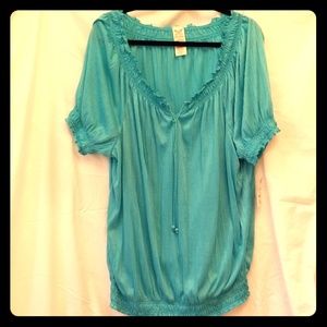 Turquoise Top with elastic bottom
